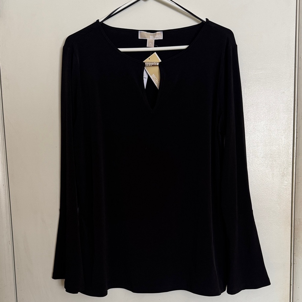 Michael Kors Elegant Black Long Sleeve Tee NWT